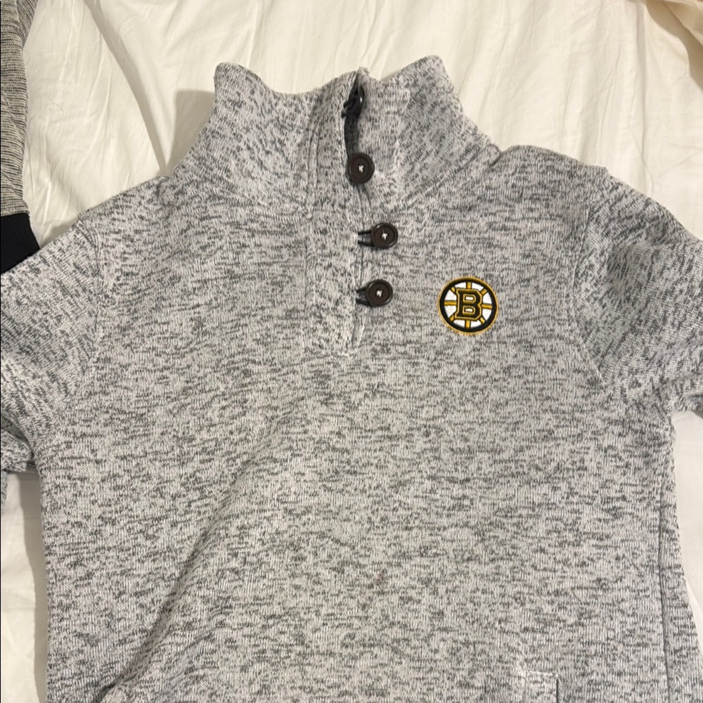 NHL Gray Boston Bruins Sweatshirt with Mock Neck